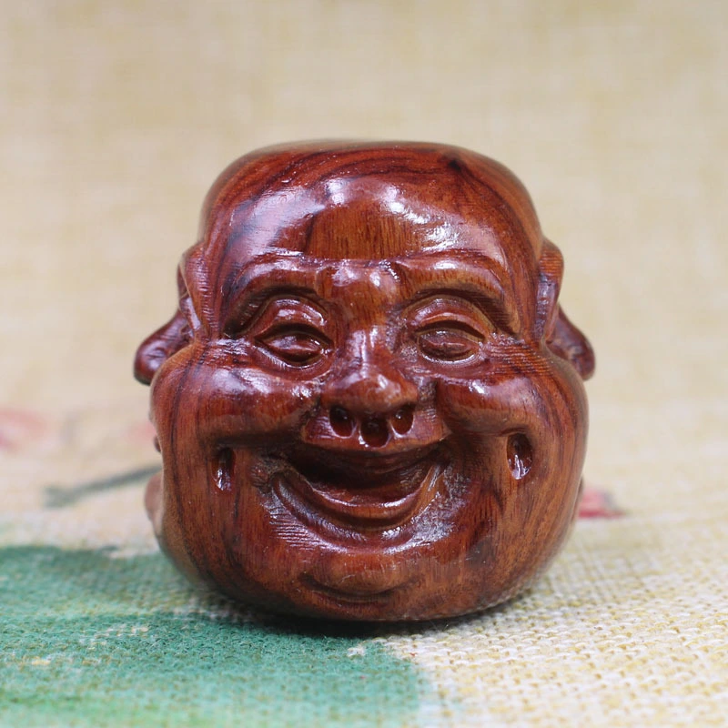 Carving Buddha Head Statue Wooden Carved Buddha Head Figurine Wood Carved Craft Decoration