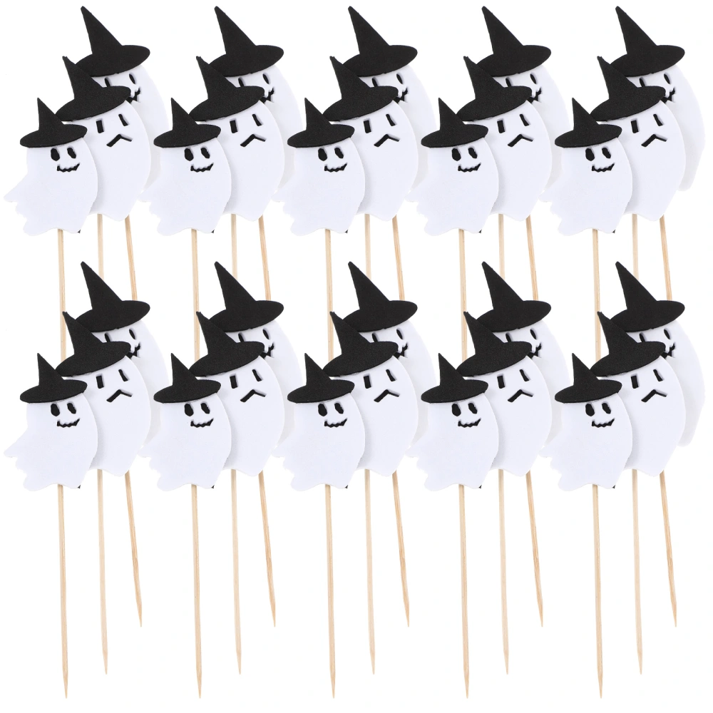 30Pcs Halloween Cake Picks Ghost Cupcake Toppers Dessert Toppers Halloween Cake Decorations