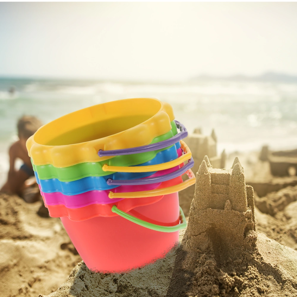 6Pcs Beach Sand Bucket Cartoon Beach Pail Bucket Seaside Water Bucket Playthings