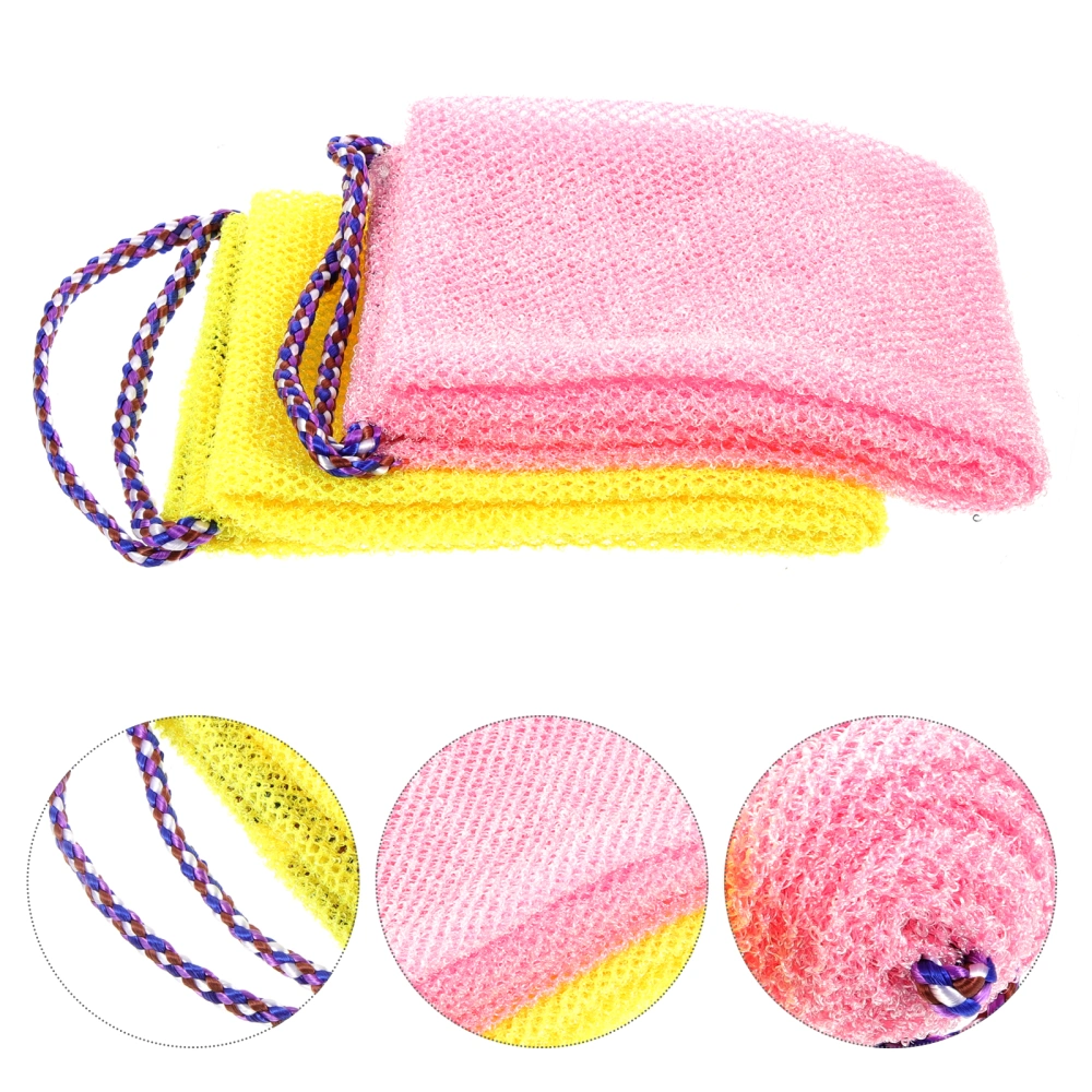 2pcs Exfoliating Shower Towels Bath Back Scrubber Pull Rope Back Washing Towels