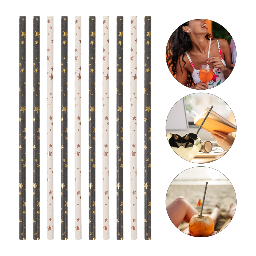 100Pcs Degradable Paper Straws Delicate Paper Straws Disposable Drinking Straws