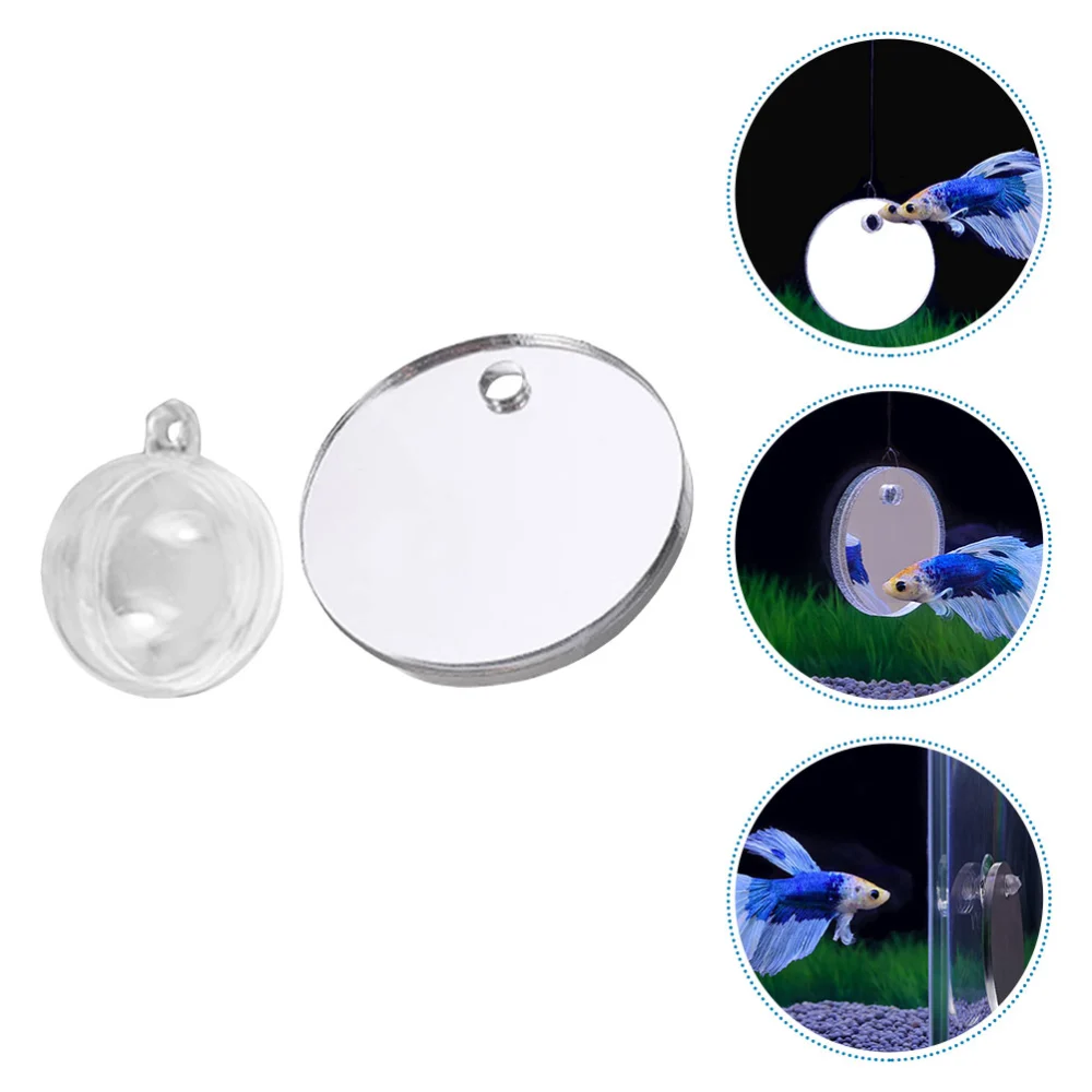 1 Set of Fish Tank Floating Mirror Betta Tank Mirror Floating Betta Mirror Fish Supply