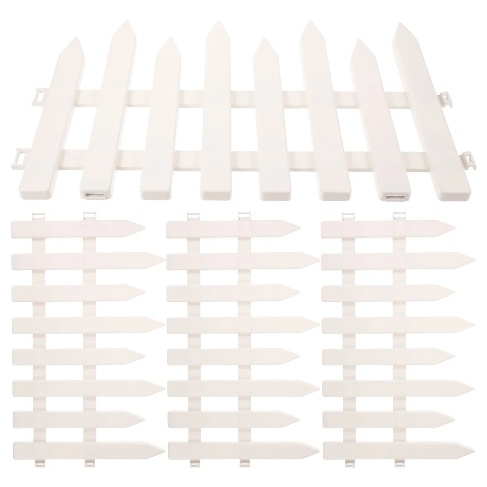 4 pcs Garden Fence Lawn Fence Border Decorative Picket Fence Border Yard Plastic Fence