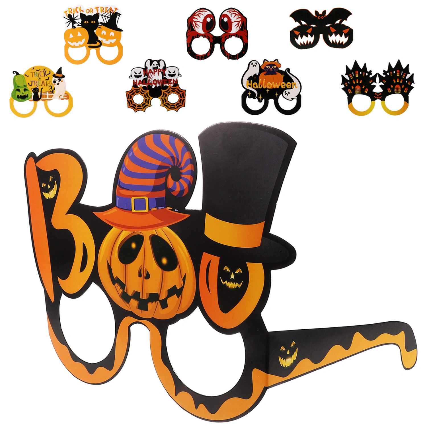 8pcs Paper Halloween Eyeglasses Novelty Halloween Party Favors Funny Glasses
