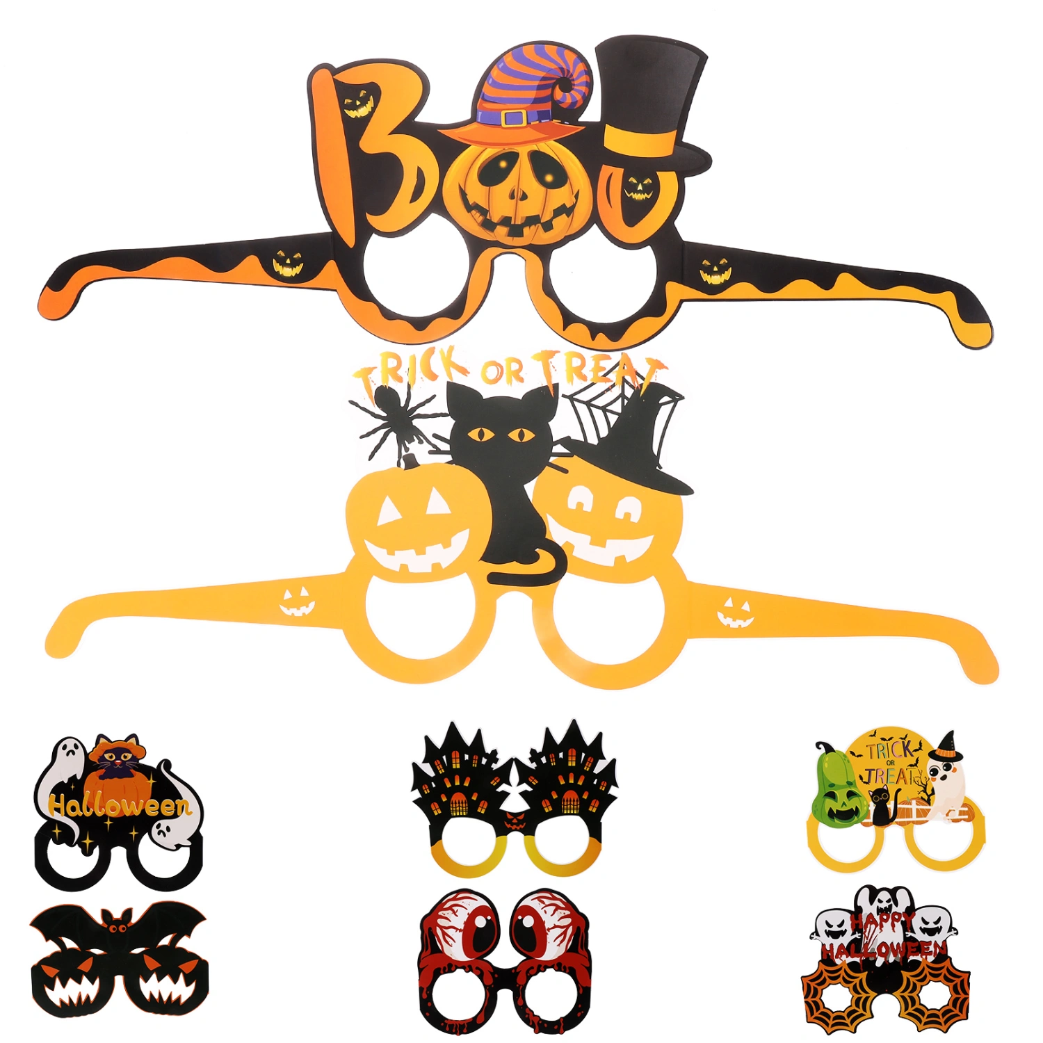 8pcs Paper Halloween Eyeglasses Novelty Halloween Party Favors Funny Glasses