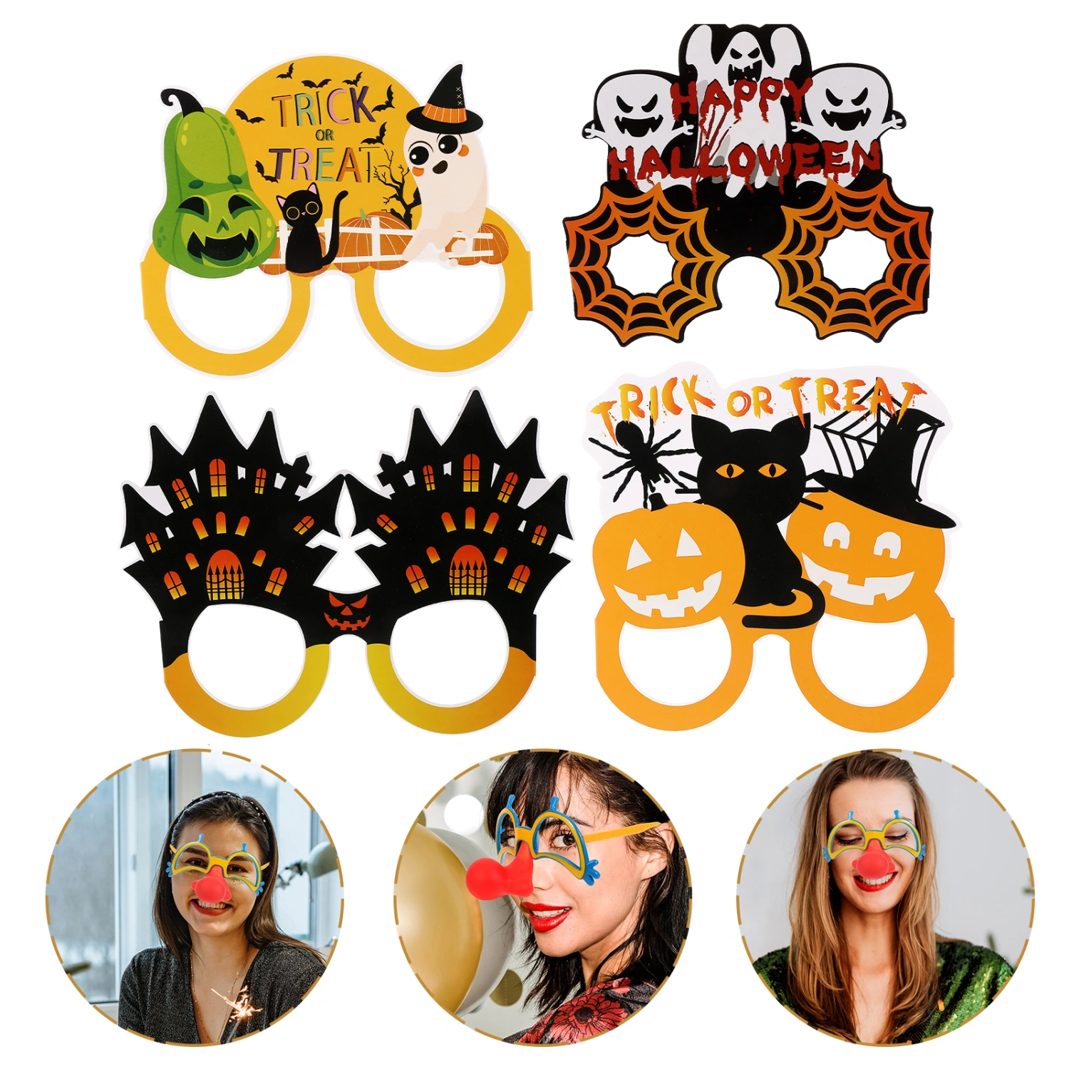 8pcs Paper Halloween Eyeglasses Novelty Halloween Party Favors Funny Glasses