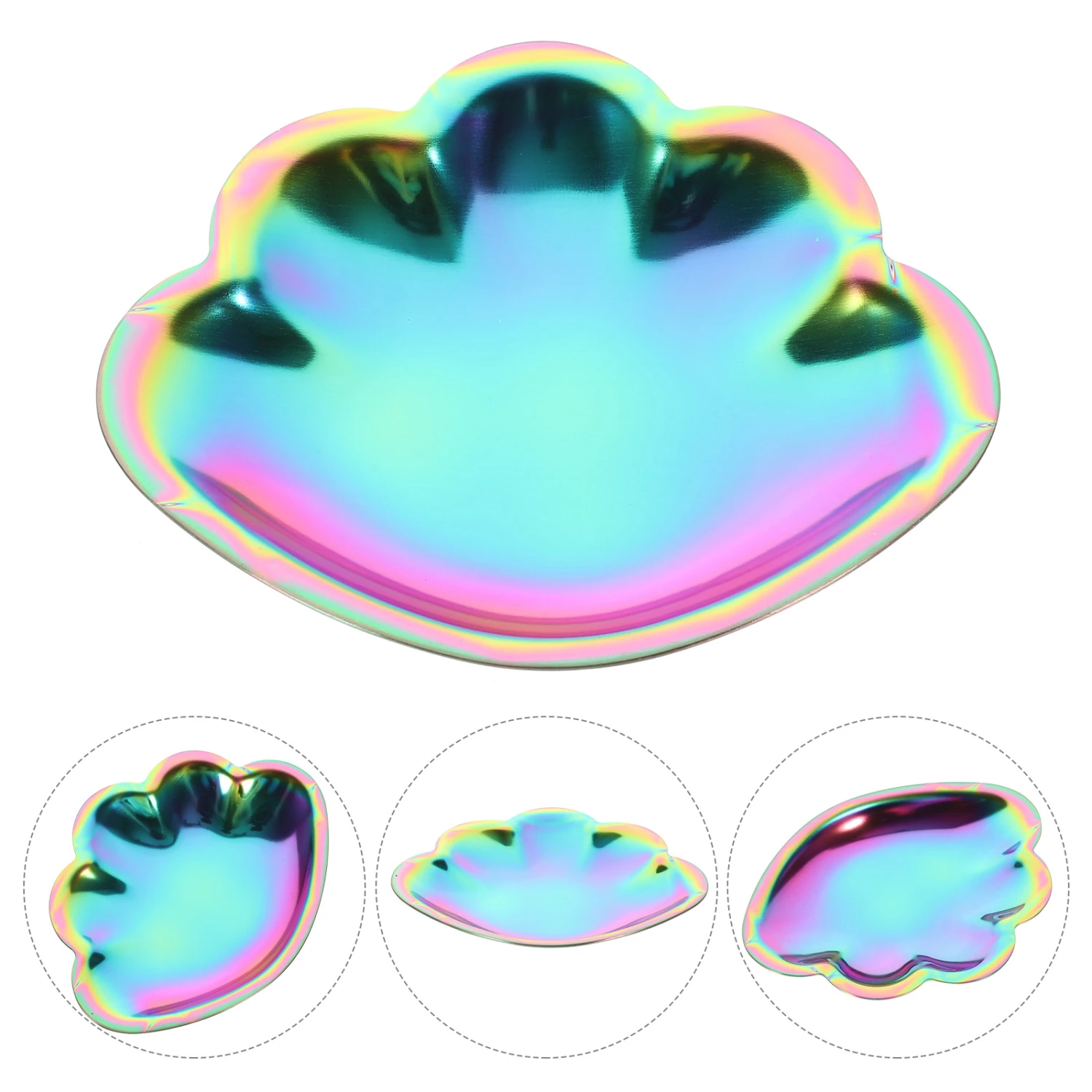 Stainless Steel Jewelry Tray Portable Trinket Storage Plate Shell Shaped Jewelry Holder Organizer