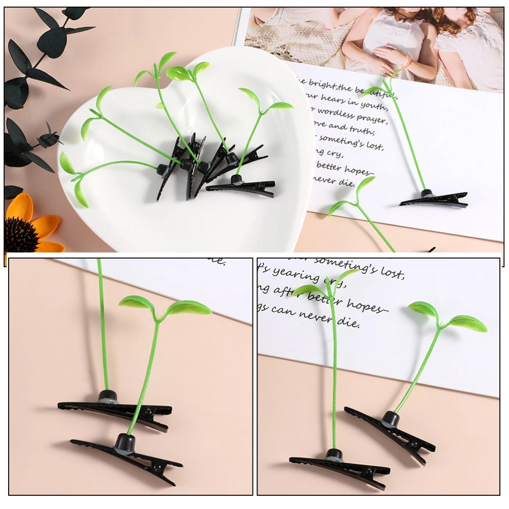 40pcs Adorable Bean Sprout Hair Clips Simulation Plant Barrettes Hair Accessories