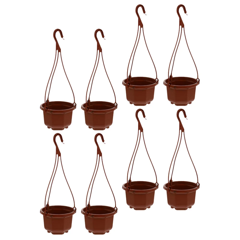 8 Sets of Hanging Pots Plastic Hanging Planters Hanging Flower Pots with Hooks Balcony Planters