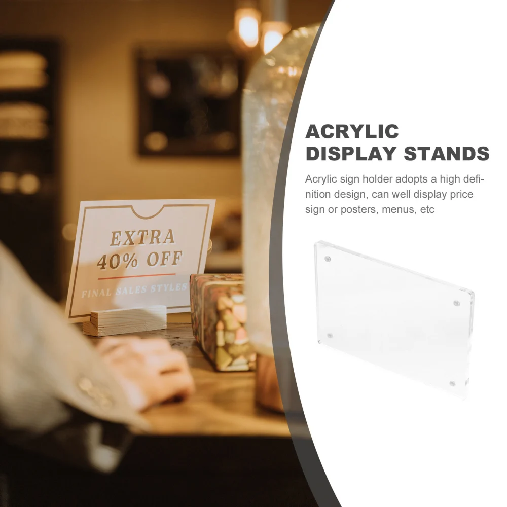 Acrylic Sign Display Holder Sign Stand for Supermarket Store Transparent Price Sign Acrylic Holder