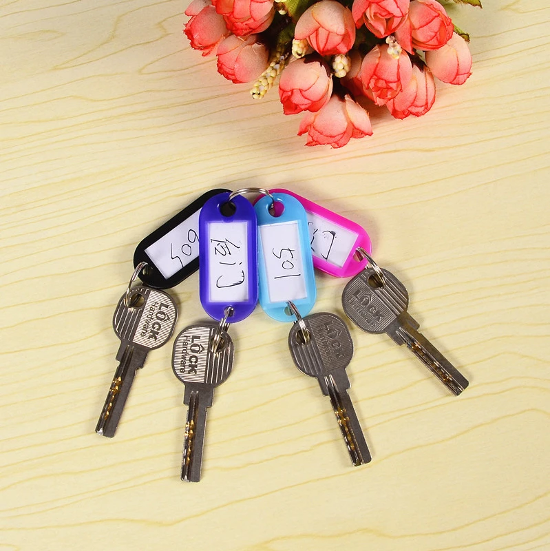 100pcs Key Tags with Rings Writable Key Tags Key Labels with Rings Luggage Labels Rings