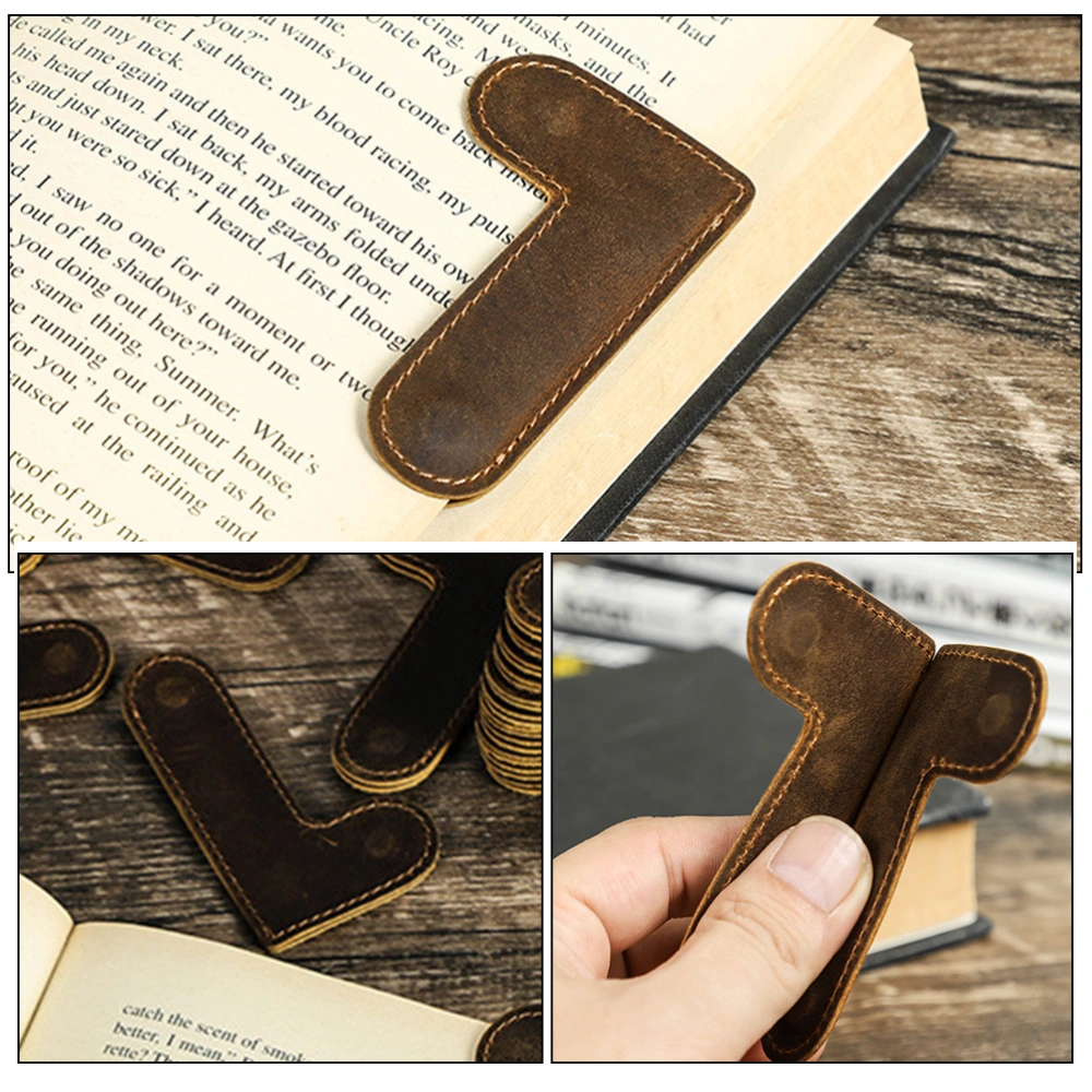 Leather Bookmark Book Holder Magnetic Book Page Fixed Tool Portable Bookmark