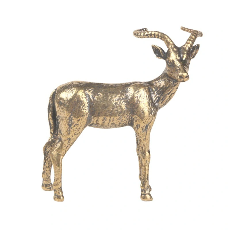 Vintage Brass Tibetan Antelope Statue Brass Figurine Creative Tibetan Antelope-shape Statue Desktop Decor