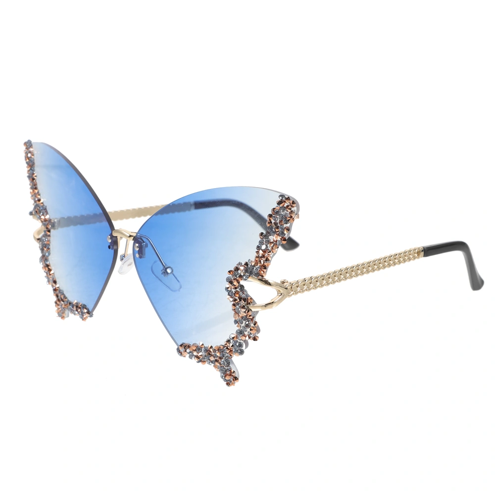 1 Pair Rimless Sunglasses Butterfly Shape Rimless Glasses Disco Party Decor