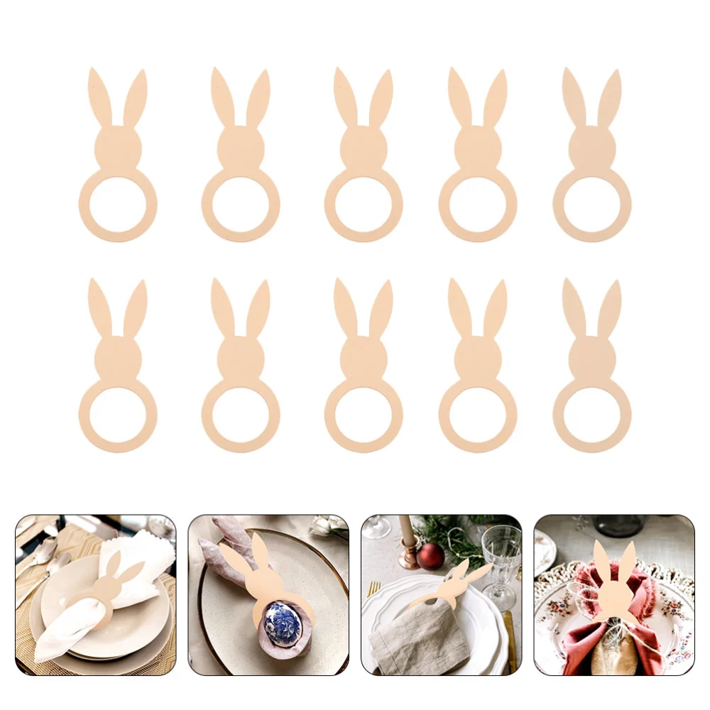 10Pcs Rabbit Napkin Rings Easter Wood Napkin Rings Wooden Bunny Napkin Holders Napkin Circles