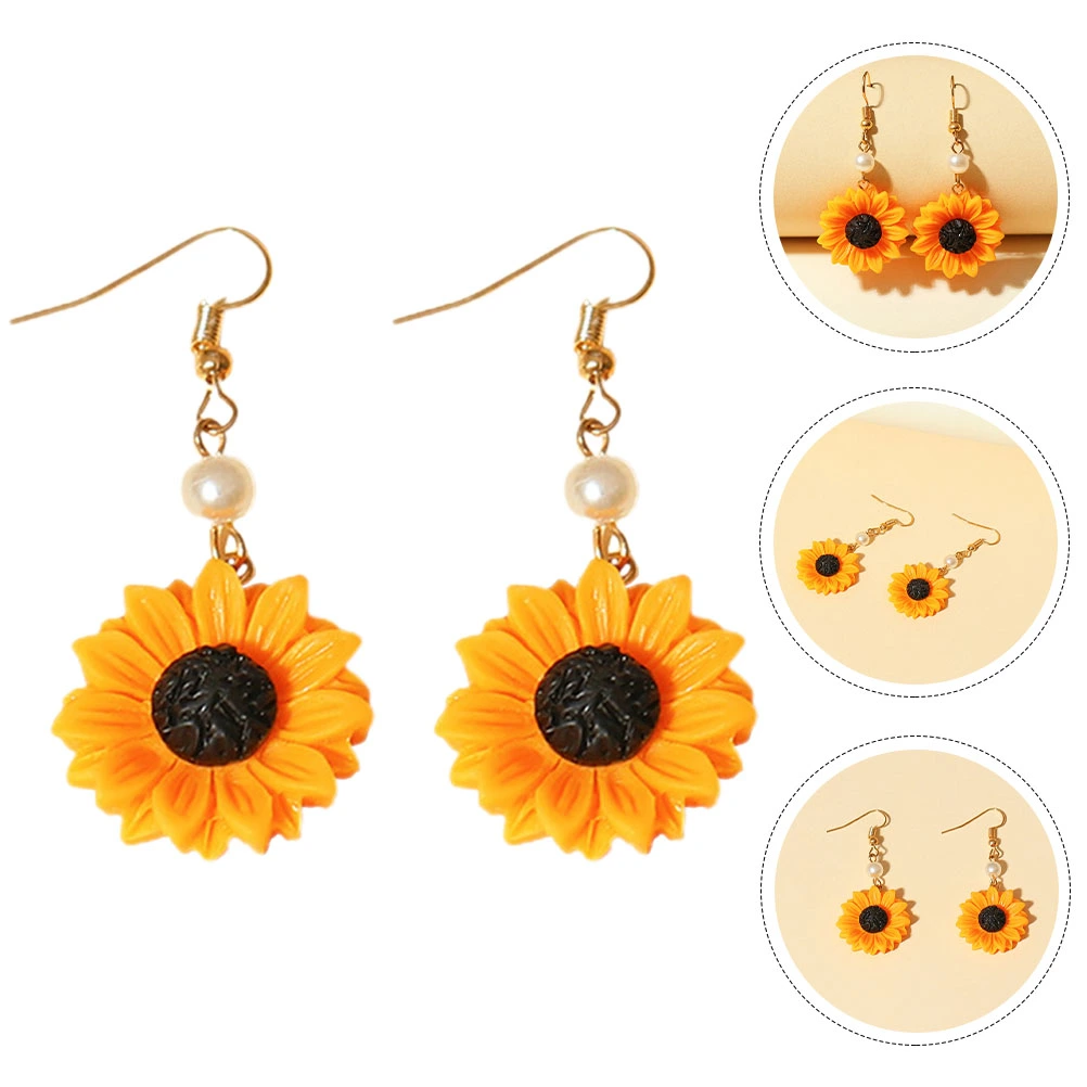 1 Pair Womens Earrings Sunflower Earrings Dainty Hook Earrings Flower Earring for Teen Girls
