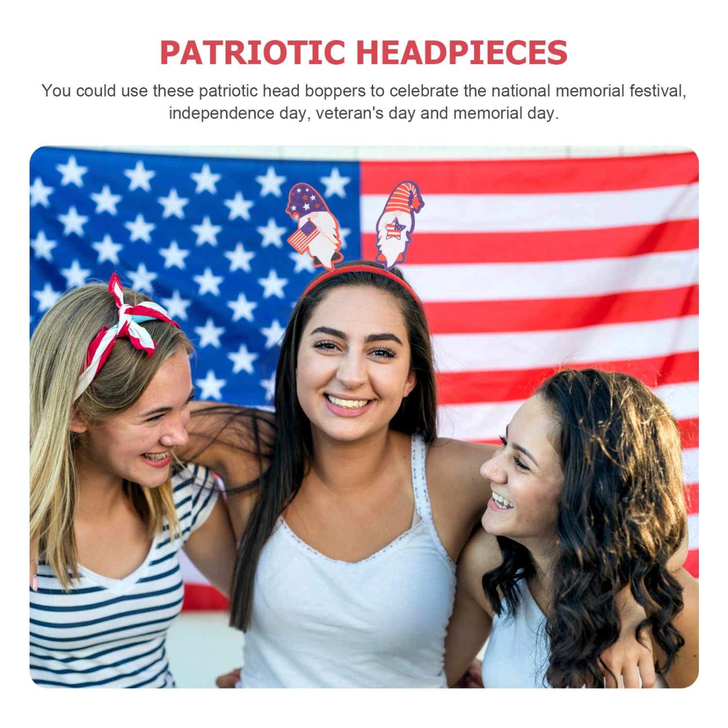 2pcs Boppers Headwear 4th Of July Headbands Fourth Of July Accessories Patriotic Headbands