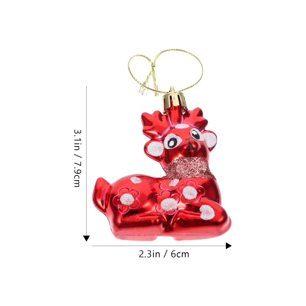 4pcs Christmas Tree Ornaments Christmas Sitting Deer Hanging Decorations