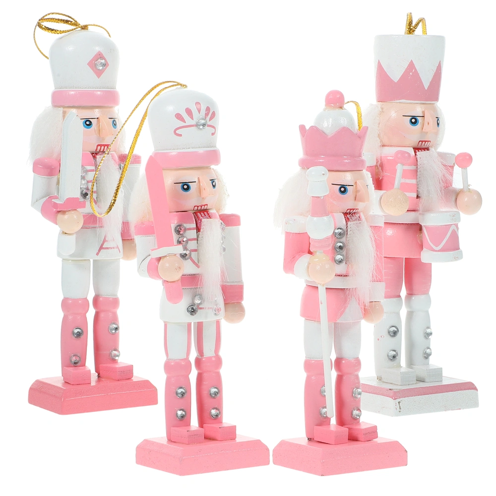 4pcs Christmas Nutcracker Adornments Xmas Hanging Pendants Nutcracker Desktop Decoration