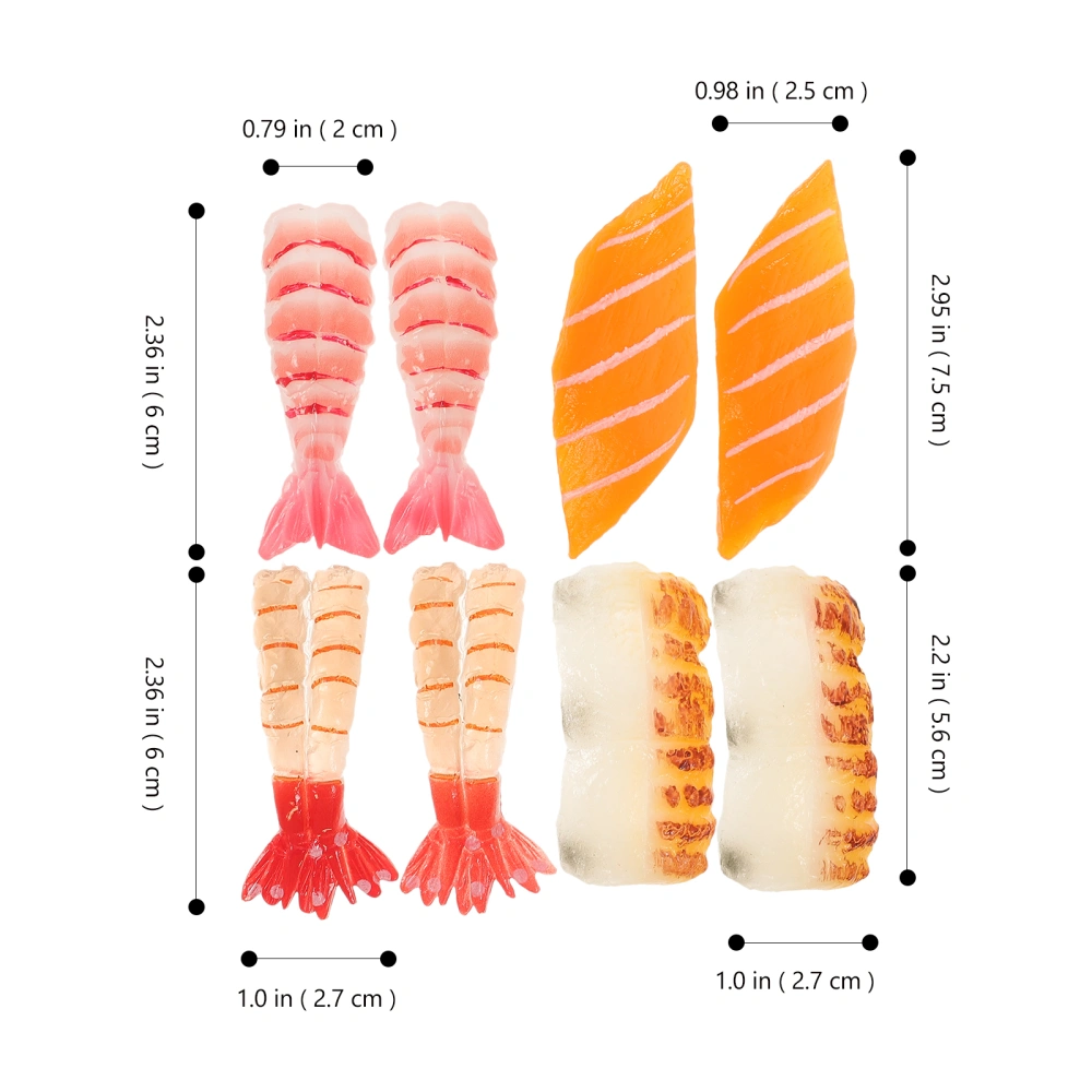 8pcs Artificial Sushi Fake Food Simulation Realistic Nigiri Fake Salmon Slices