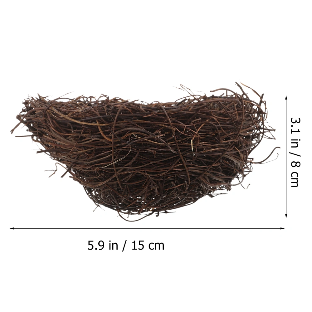 Rattan Bird Nest Handmade Nest Decor Garden Ornament Simulated Bird Nest Photography Prop