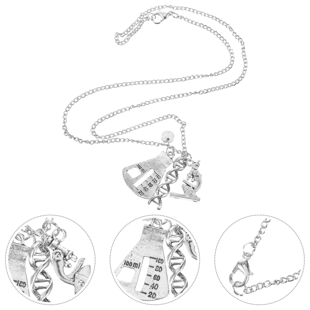 Creative Chemistry Themed Necklace Lab Equipment Jewelry DNA Structure Pendant Necklace