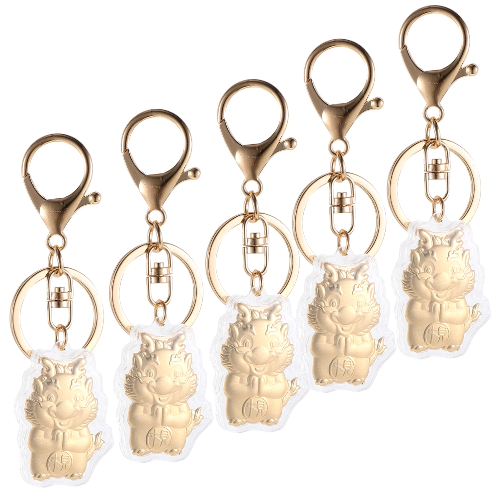 5pcs Chinese Dragon Key Chain Dragon Key Ring Decorative Keychain Bag Hanging Decor