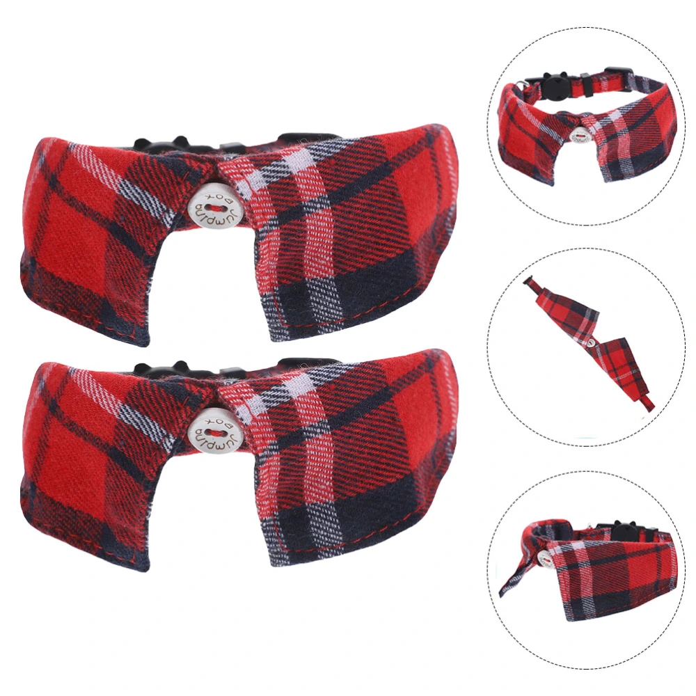 2pcs Cat Collar Cute Cat Collar with Bell Adjustable Safety Pet Plaid Pattern Cat Collar Decor