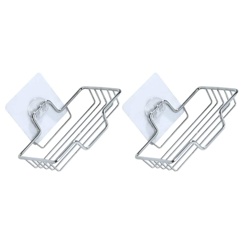 2pcs Stainless Steel Soap Tray Wall-mount Sponge Holder Bathroom Wall-mount Soap Dish