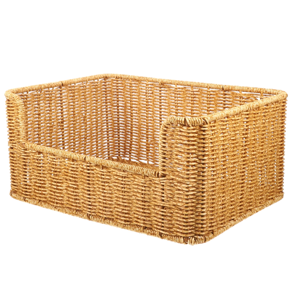 Woven Desktop Basket Sundry Organizer Basket Imitation Rattan Storage Basket for Book Files