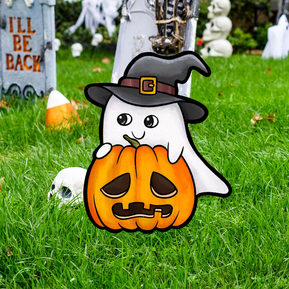 Halloween Decoration Halloween Ghost Stake Acrylic Lawn Stake Outdoor Halloween Yard Sign Decor