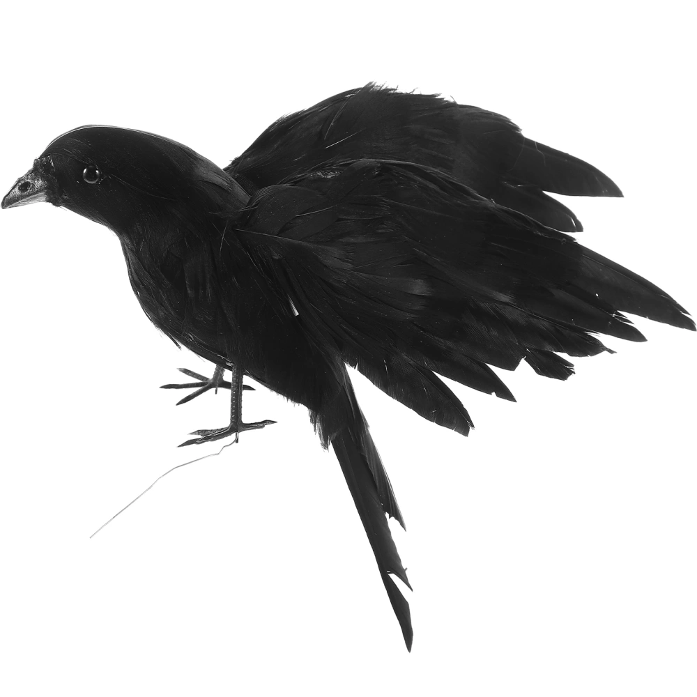 Black Lifelike Crow Ornament DIY Spooky Crow Model Halloween Party Prop