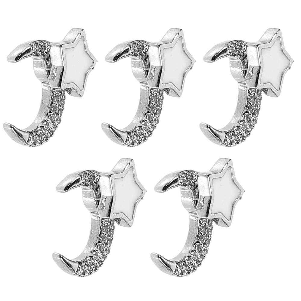 5 pcs Star Moon Nail Charms Decorative Nail Art Charms Metal Nail Art Charms for DIY Decor