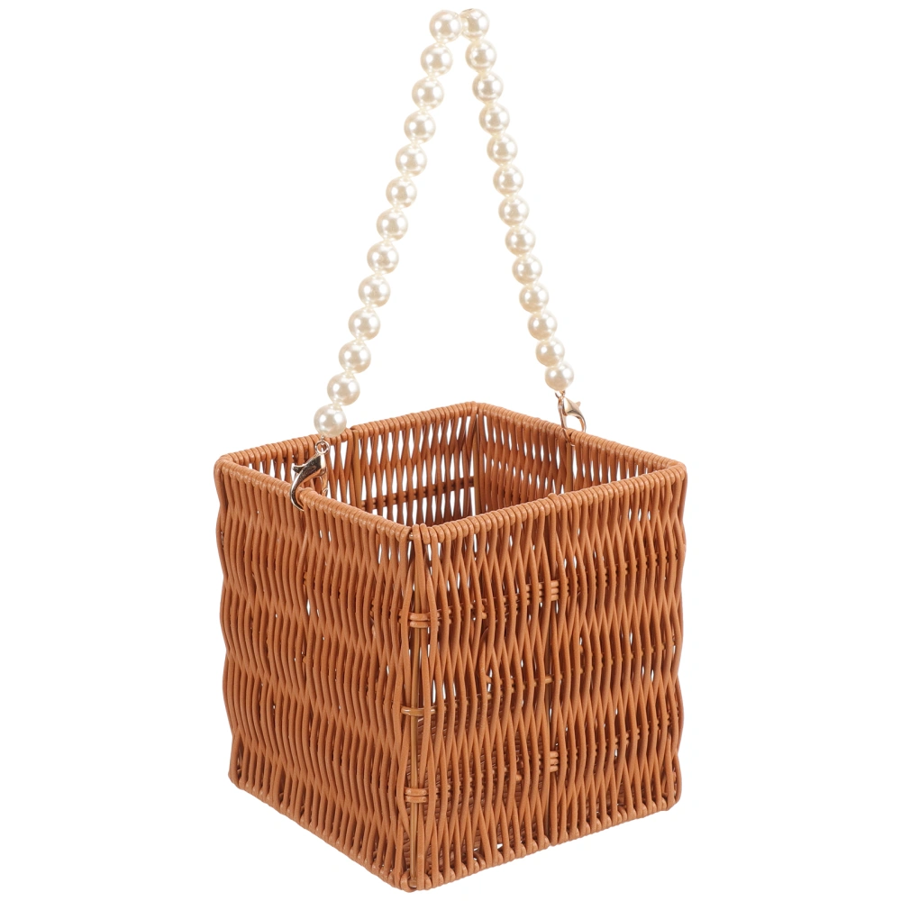 Decorative Fake Rattan Woven Flower Basket Large Plastic Flower Basket Flower Packaging Basket