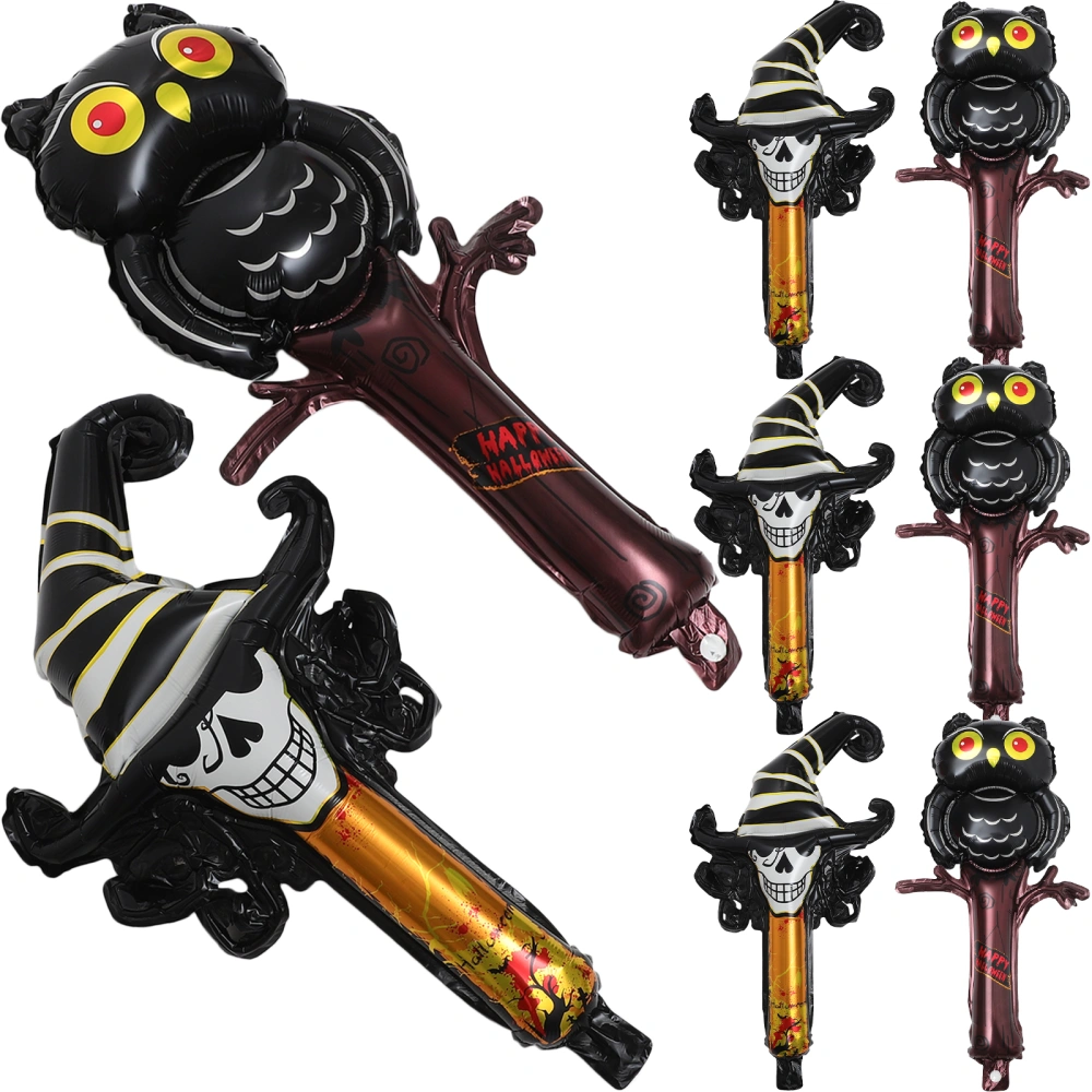 8pcs Skull and Owl Balloon Stick Halloween Party Aluminium Film Balloons Decorative Balloons