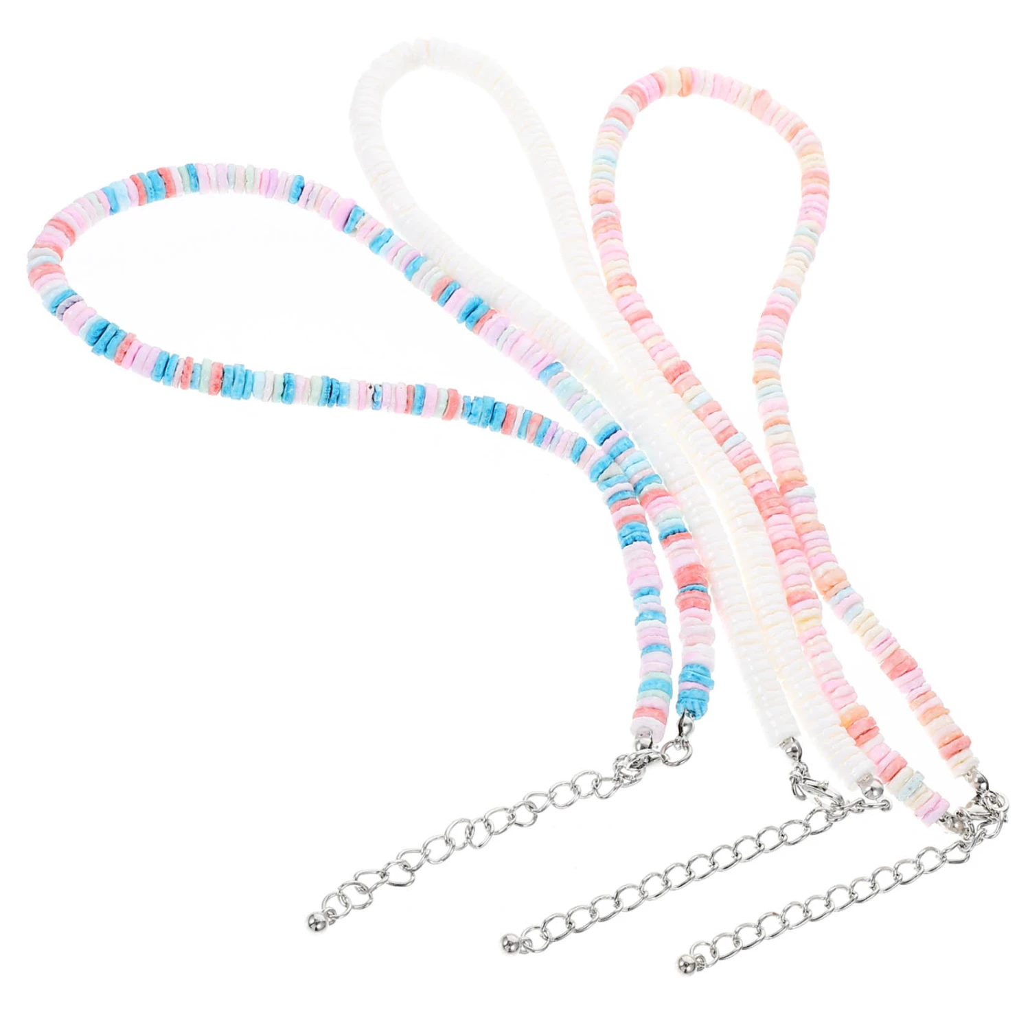 3 pcs Shell Necklace Hawaiian Seashell Necklace Heishi Necklace Women Surfing Necklace