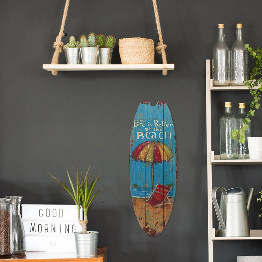 Hanging Surfboard Plaque Rustic Surfboard Decoration Wooden Retro Hanging Sign