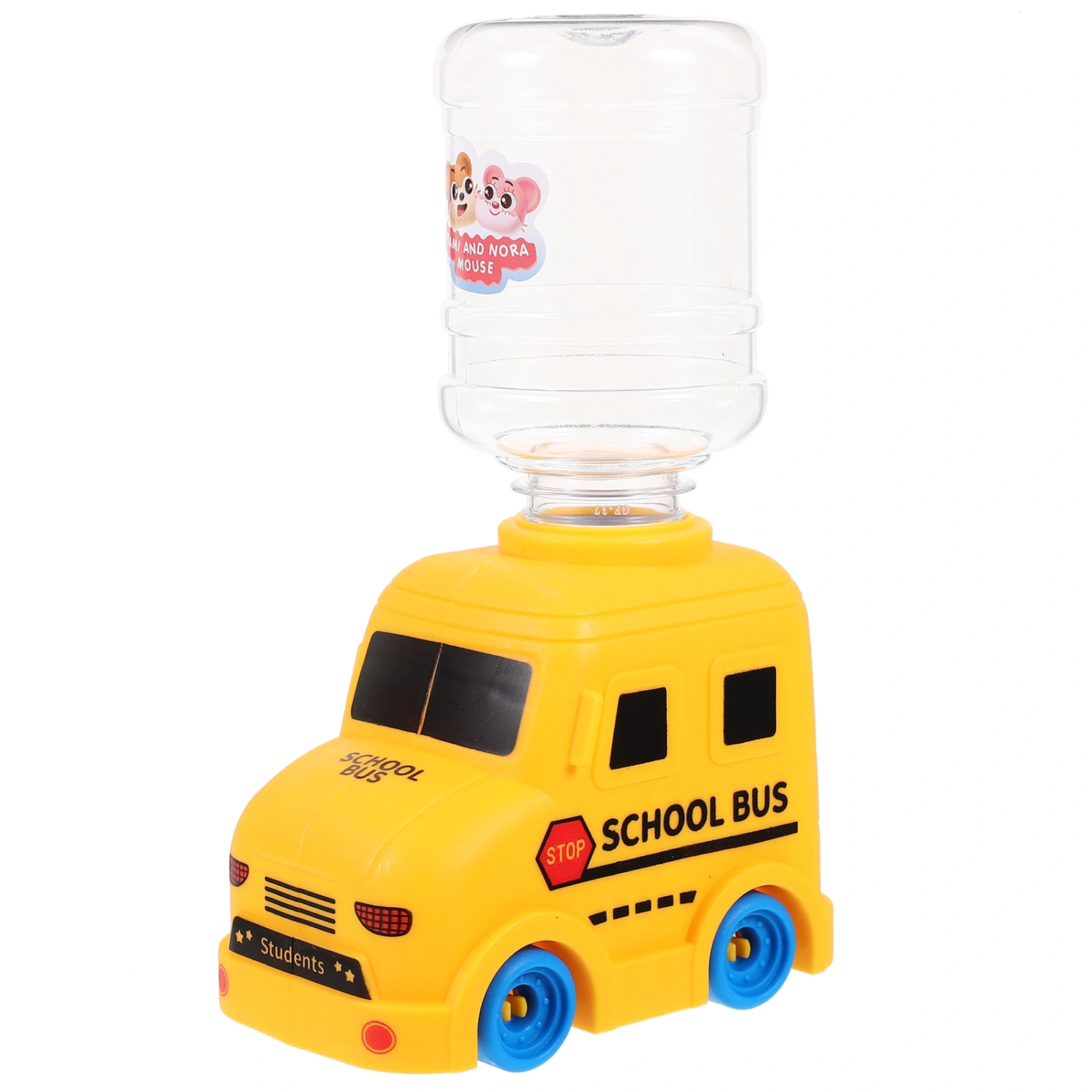 School Bus Small Water Dispenser Toy Tiny Water Dispenser Kid Pentended Toy Cartoon Water Dispenser