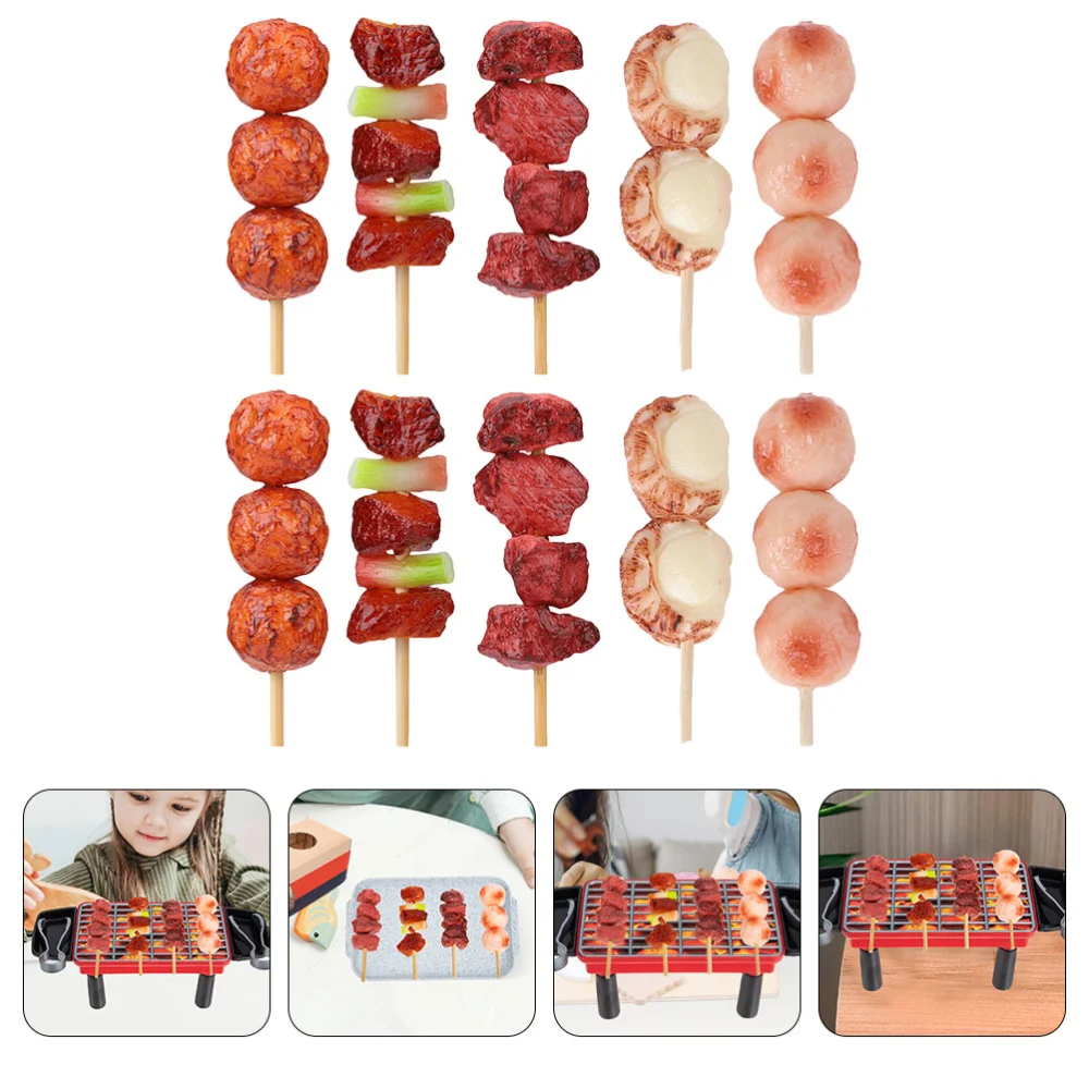 10Pcs Fake Barbecue Food Lifelike Roast Kebab Model Children Toy Kitchen Decoration Photography Prop