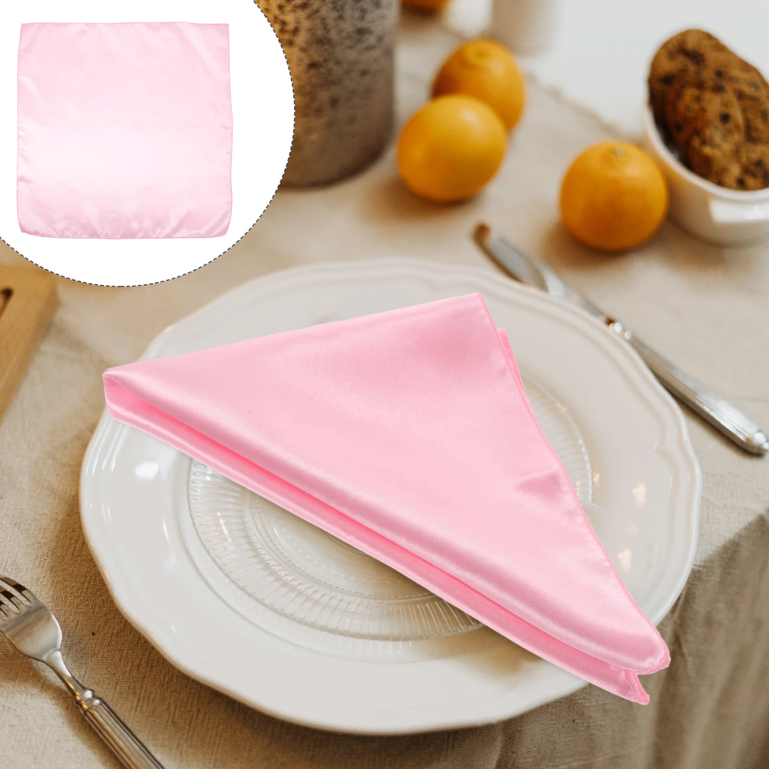 5pcs Satin Napkins Comfortable Satin Fabric Table Napkin Washable Cloth Napkins for Party Festival