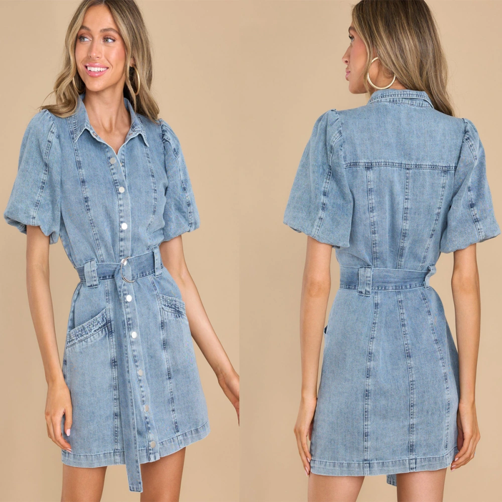 Fashion Loose Casual Denim Short Sleeve Dress
