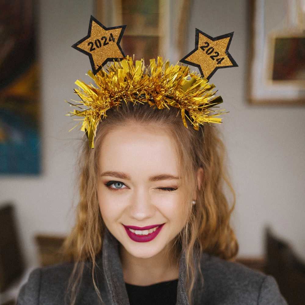 2pcs 2024 New Year Headdress Glitter Star Headband Festival Hair Accessory for Girl Boy