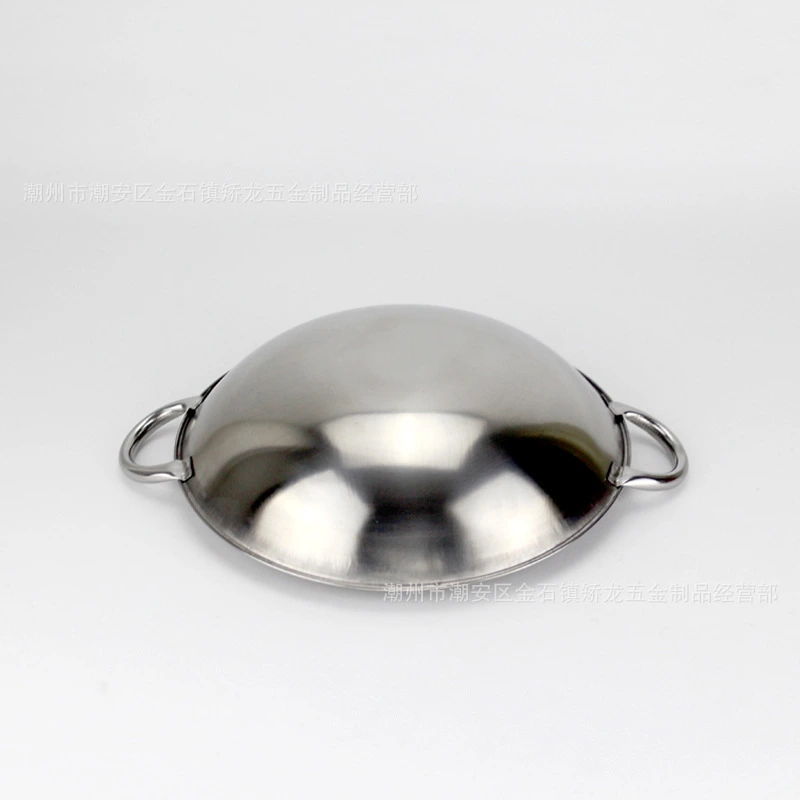 Stainless Steel Wok Pan with Double Handle Household Griddle Pan for Home Kitchen