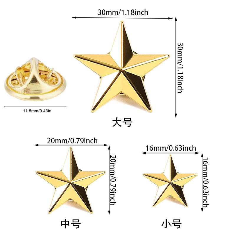 20pcs Delicate Star Badge Lapel Pins Five Pointed Star Badges Alloy Star Pins Badges