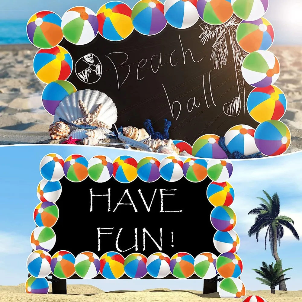 1 Roll of Bulletin Board Border Sticker Colorful Beach Ball Sticker Beach Party Decorative Sticker