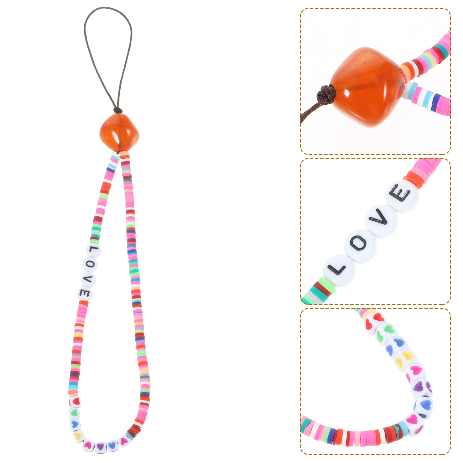 Phone Charm Beaded Phone Chain Decor Anti-lost Wrist Strap Decorative Lanyard