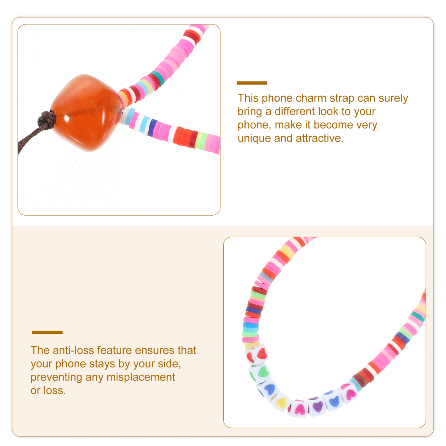Phone Charm Beaded Phone Chain Decor Anti-lost Wrist Strap Decorative Lanyard