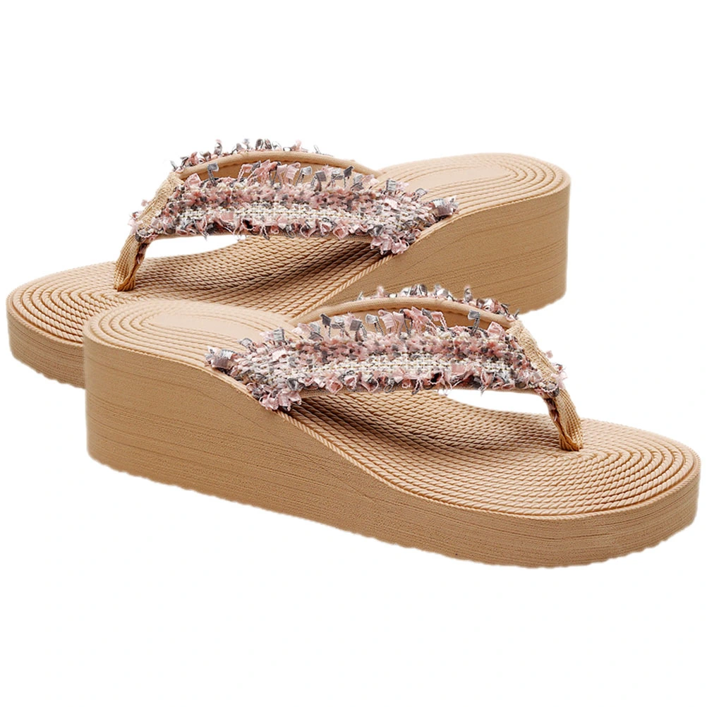 1 Pair Women Sandals Bohemian Style Sandals Wedge Slippers Summer Beach Shoes