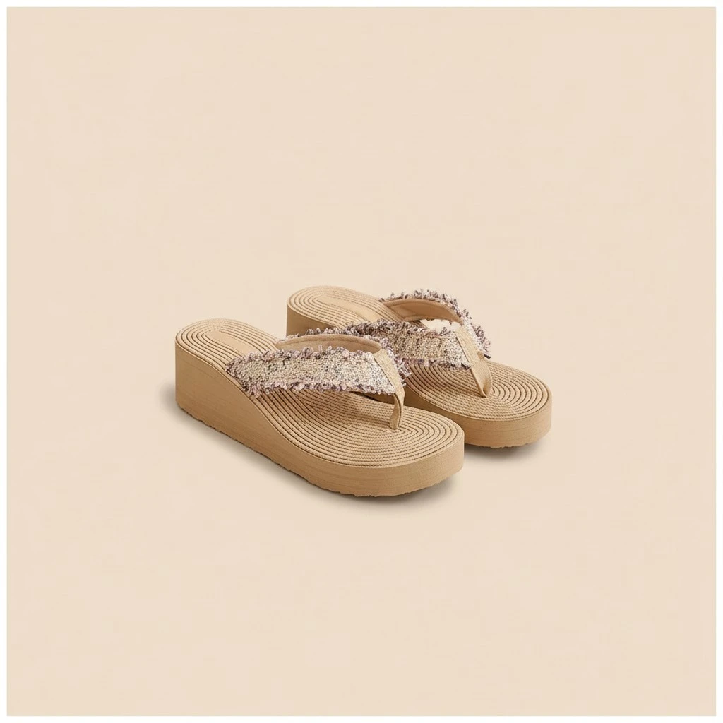 1 Pair Women Sandals Bohemian Style Sandals Wedge Slippers Summer Beach Shoes