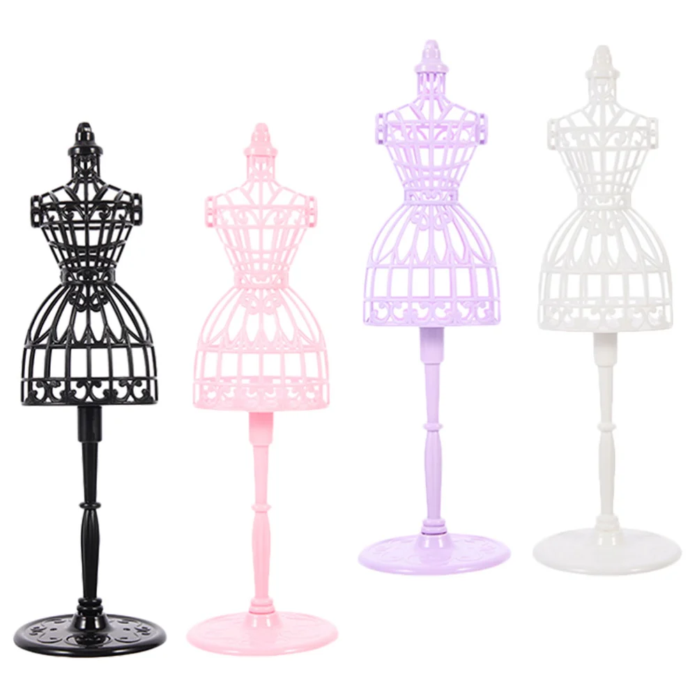 4pcs Doll Clothes Display Rack Miniature Mannequin Model Doll House Accessory Mini Doll Costume Holder